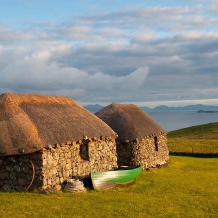 Remote crofts on the Hebridean coast on The Carter Company luxury cycling holiday in Scotland